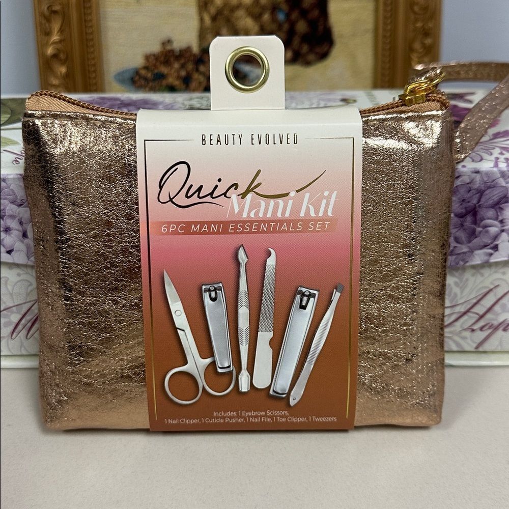 BEAUTY EVOLVED Silver Tone 7 Piece Manicure Pedi Set Travel Pouch Included